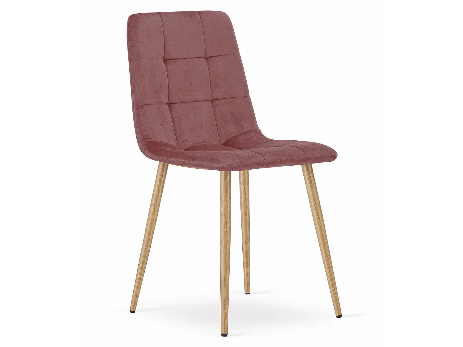 Chaise de salle à manger design velours rose pieds couleur bois 87x44,5x50,5 cm