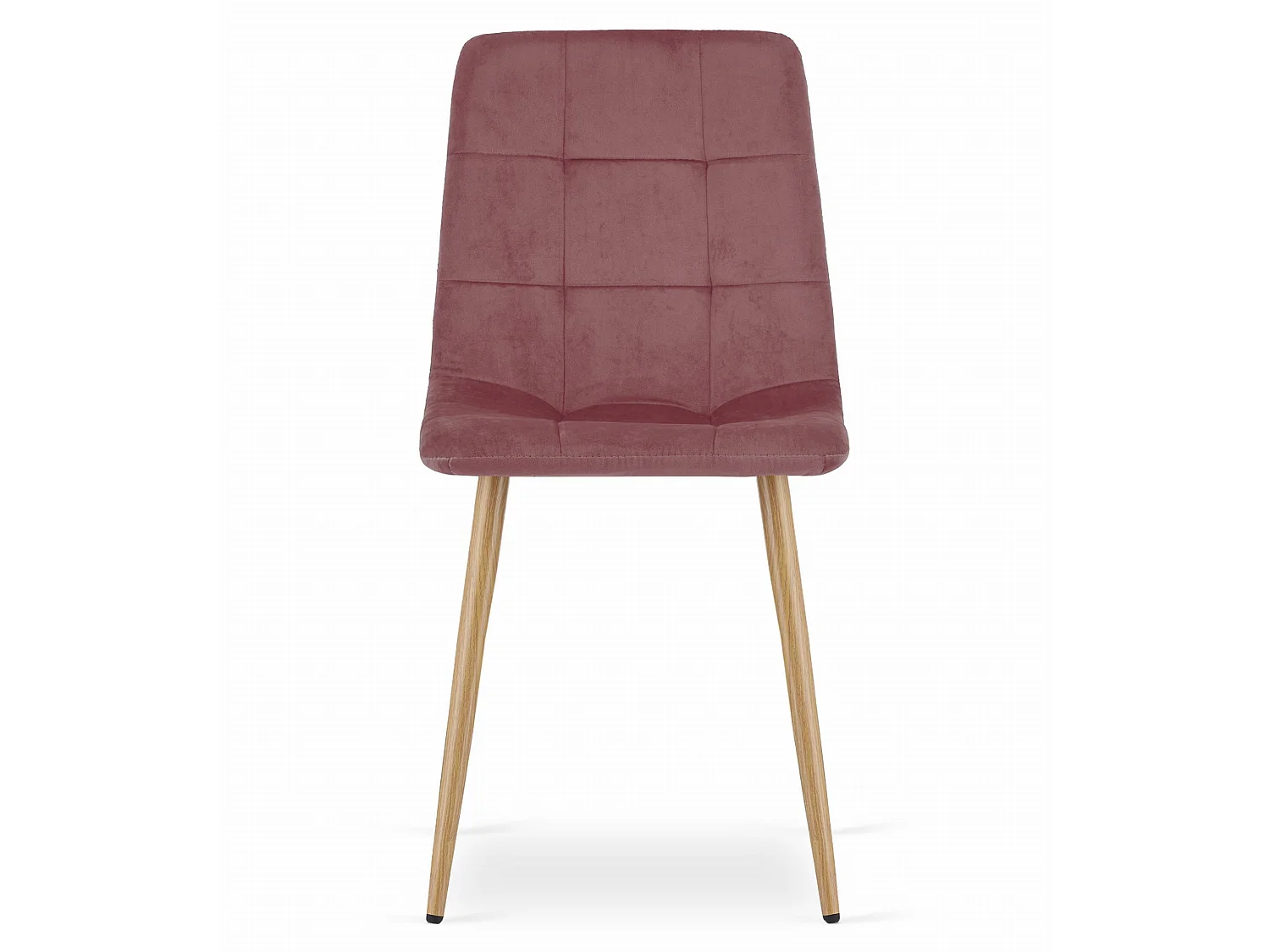 Chaise de salle à manger design velours rose pieds couleur bois 87x44,5x50,5 cm