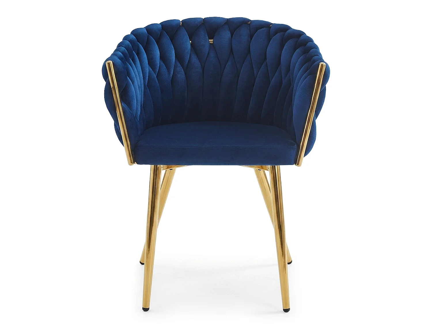 Chaise de salle à manger et cuisine ORION en velours bleu marine, pieds dorés, 2 pcs