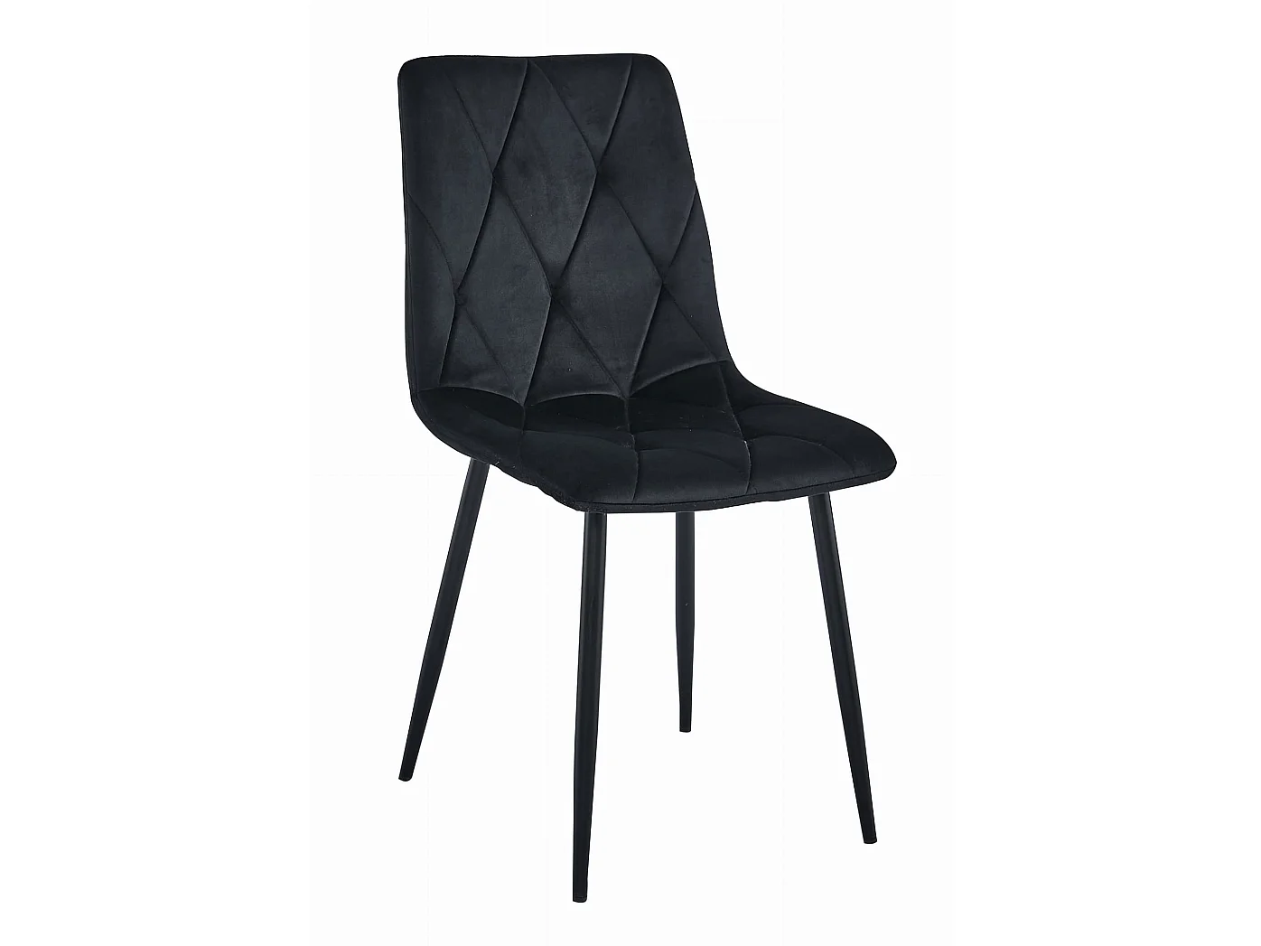 Chaise de salle à manger et cuisine LIBRA en velours noir, pieds noirs x 3