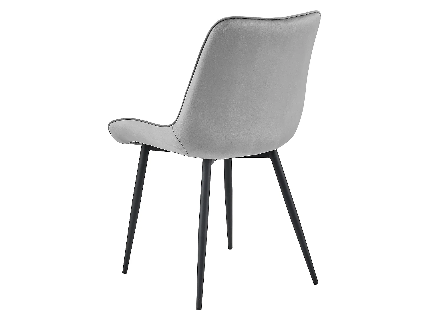 Chaise de salle à manger et cuisine BERA en velours gris argenté pieds noirs 88x54x60 cm