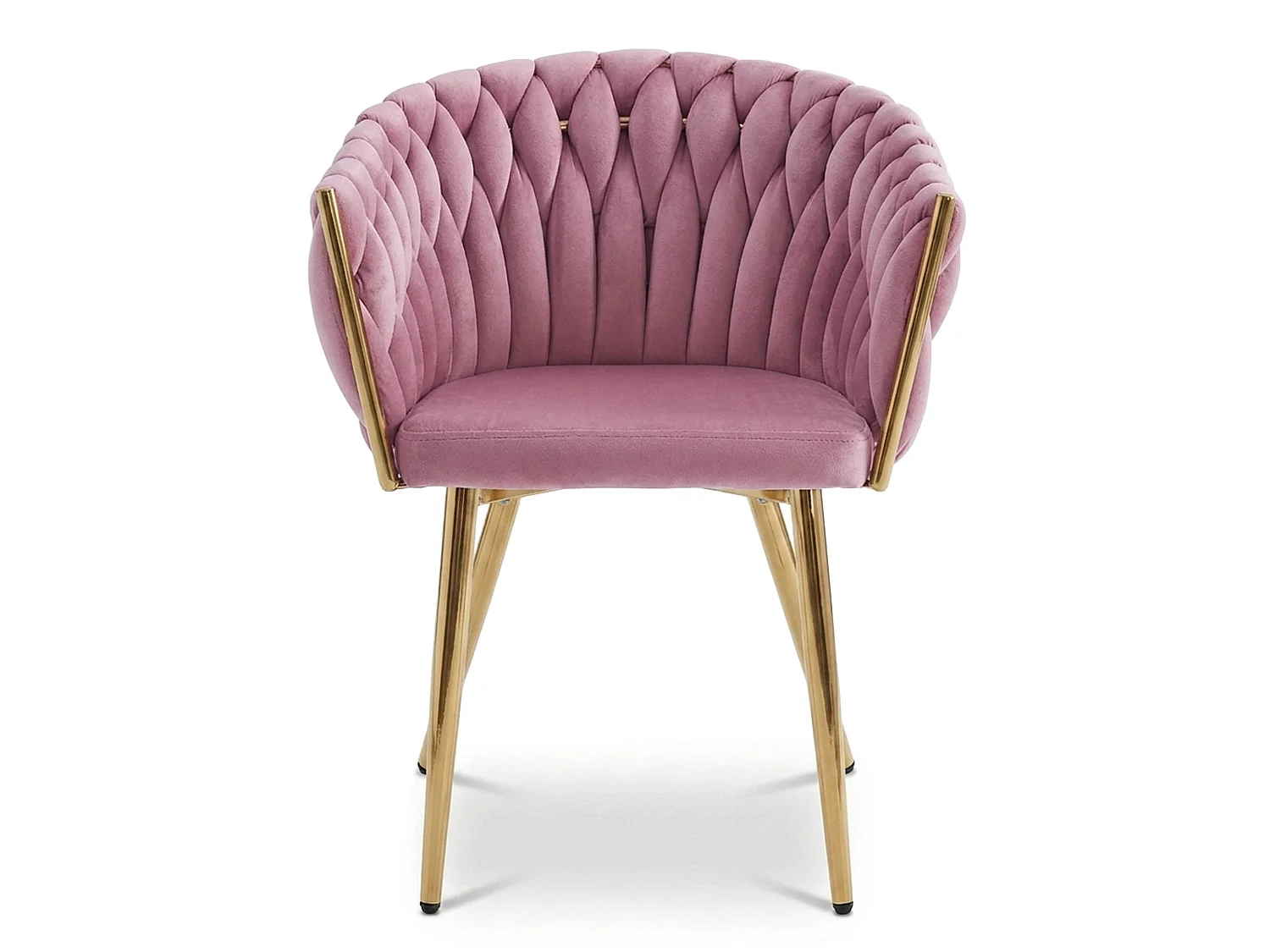 Chaise de salle à manger ORION en velours rose clair pieds dorés 2 pièces