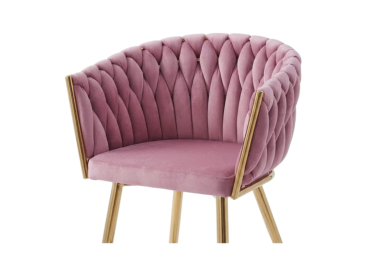 Chaise de salle à manger ORION en velours rose clair pieds dorés 2 pièces