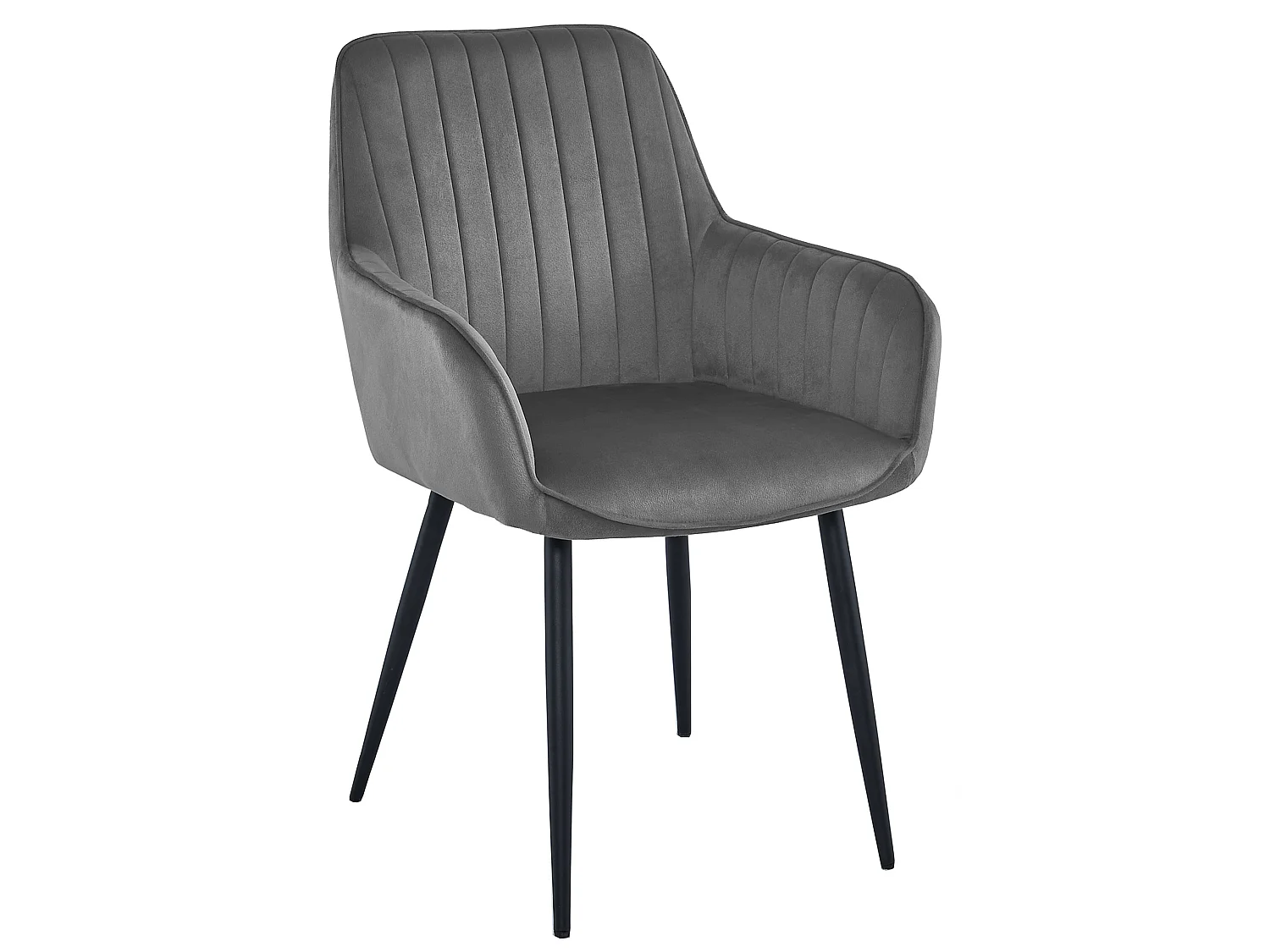 Esszimmerstuhl SOLDEN elegant Samt dunkelgrau schwarze Beine 2 Stk.