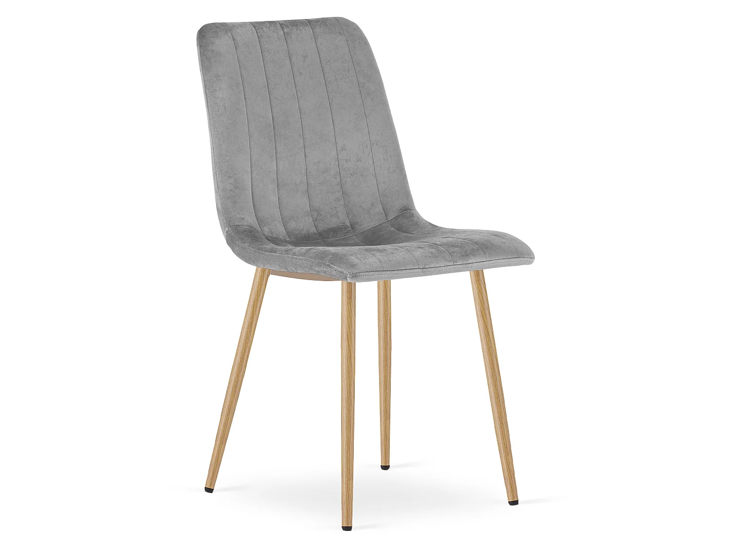 Eetkamerstoel LAVA fluweel lichtgrijs houtlook poten 4x 86x44,5x55 cm