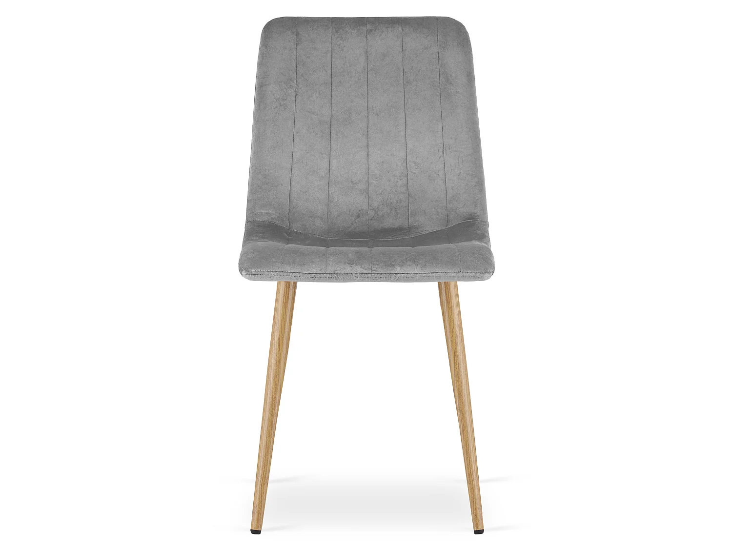 Eetkamerstoel LAVA fluweel lichtgrijs houtlook poten 4x 86x44,5x55 cm