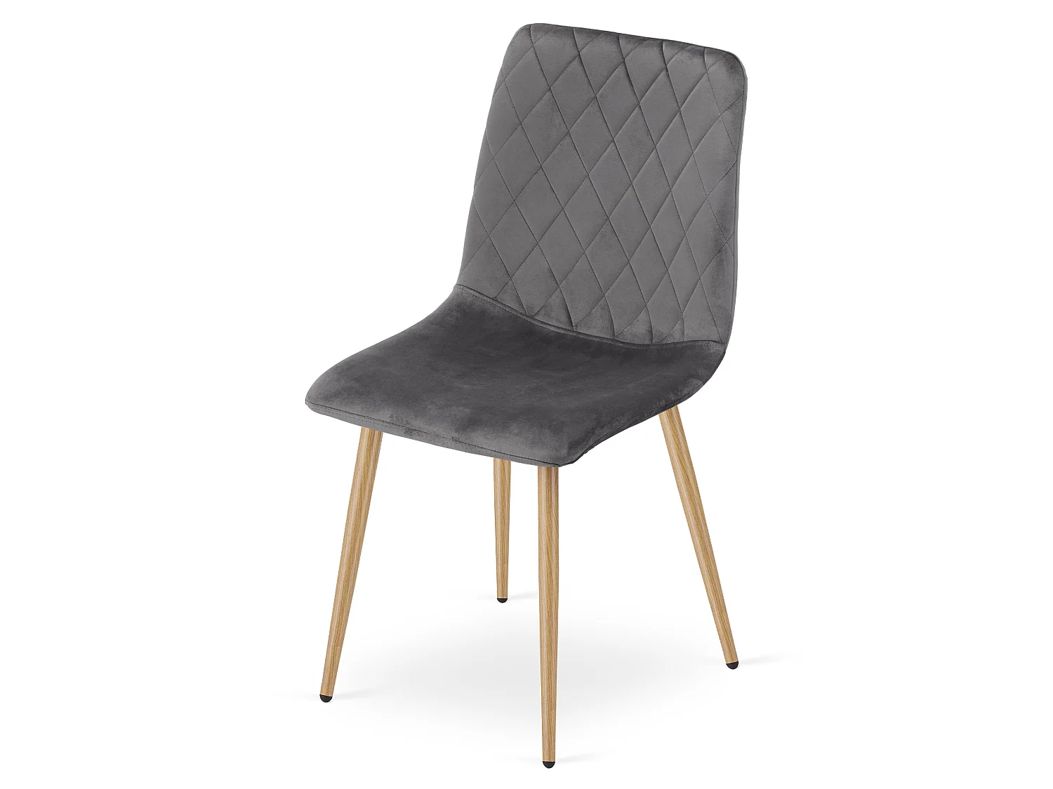Eetkamerstoel TURIN fluweel donkergrijs houtkleurige poten 44,5x53x87,5 cm