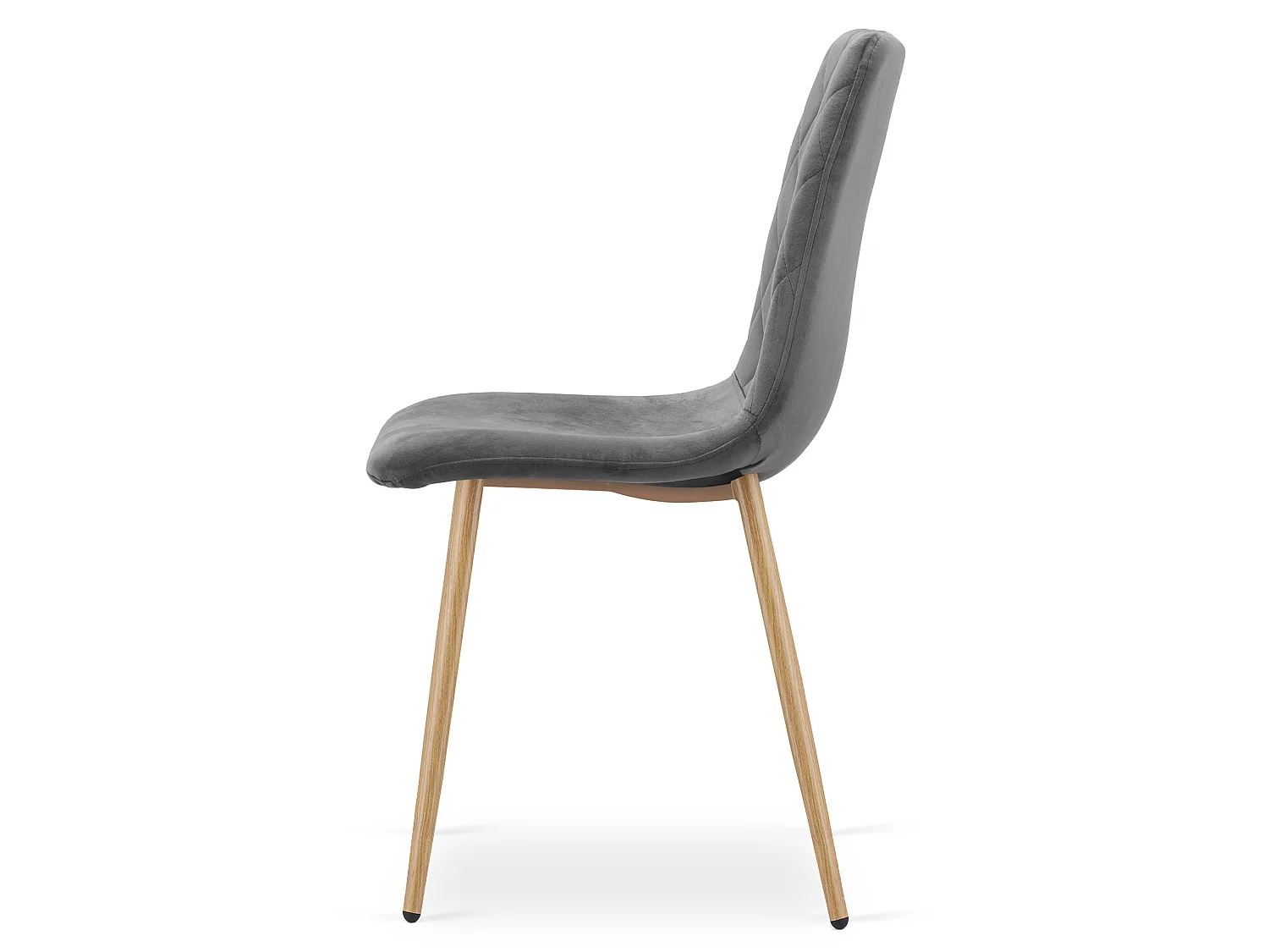 Eetkamerstoel TURIN fluweel donkergrijs houtkleurige poten 44,5x53x87,5 cm