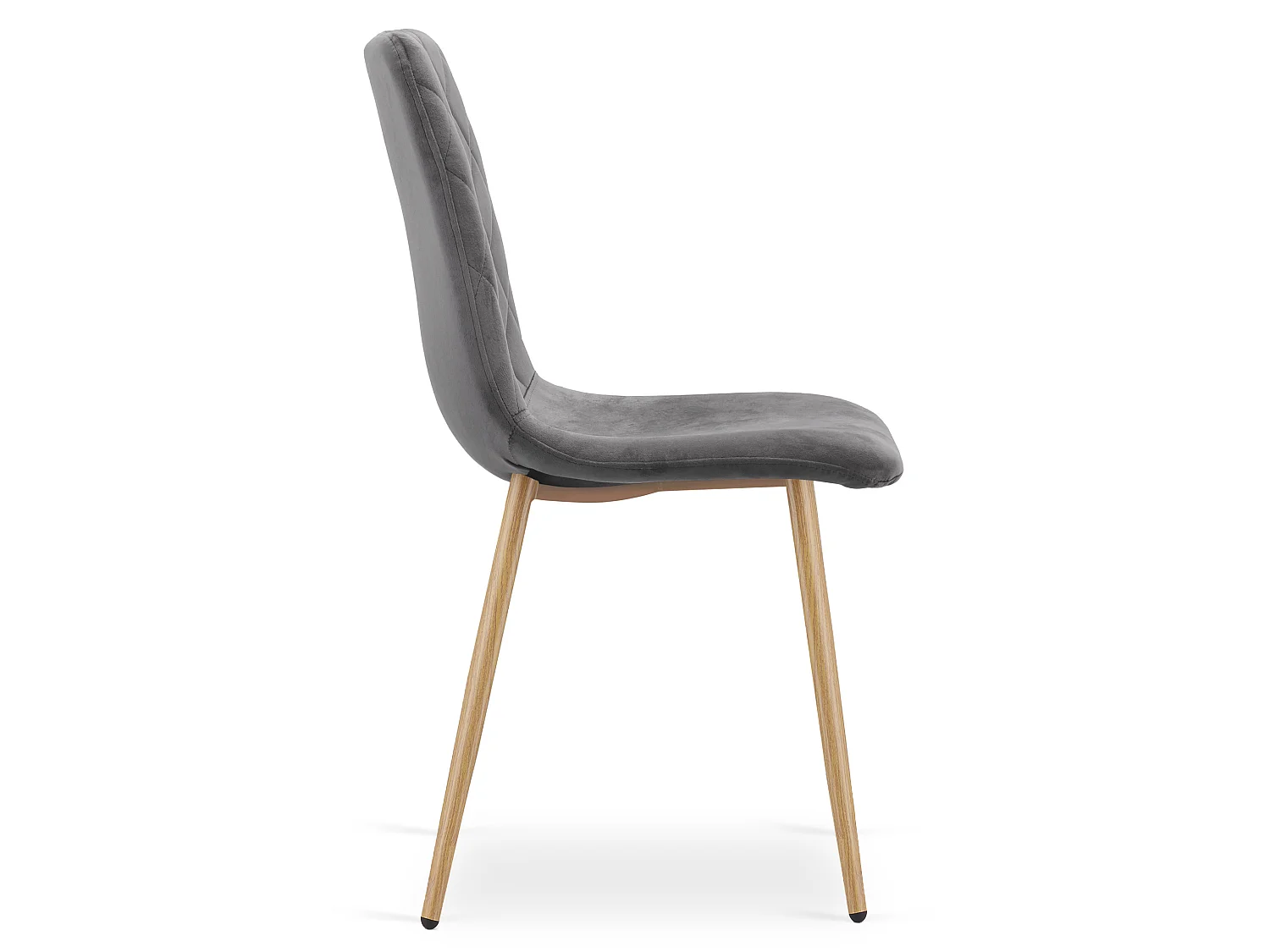 Eetkamerstoel TURIN fluweel donkergrijs houtkleurige poten 44,5x53x87,5 cm