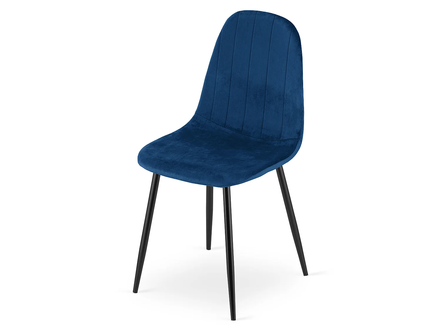 Chaise de salle à manger et cuisine en velours bleu marine pieds noirs 87x44,5x53 cm