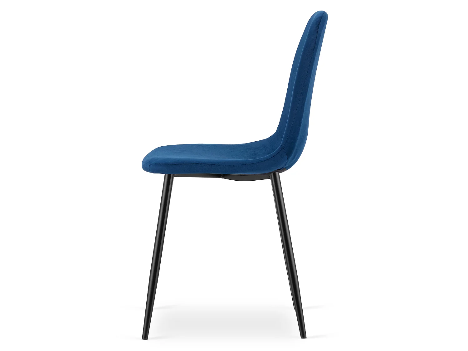Chaise de salle à manger et cuisine en velours bleu marine pieds noirs 87x44,5x53 cm