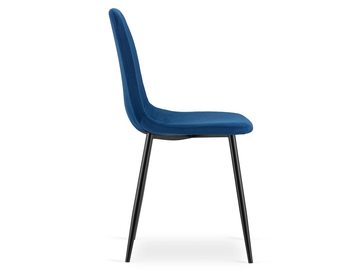Chaise de salle à manger et cuisine en velours bleu marine pieds noirs 87x44,5x53 cm