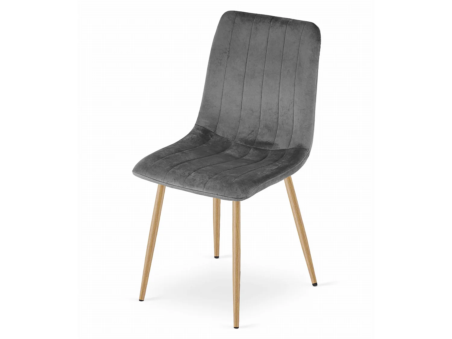 Eetkamerstoel LAVA donkergrijs fluweel houten poten 86x45x55 cm