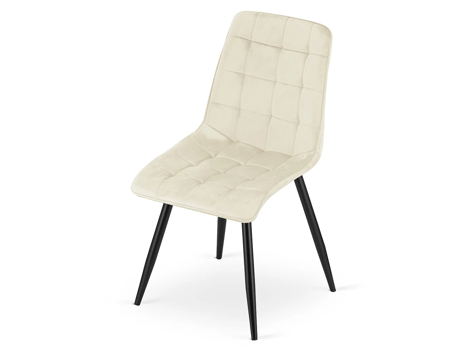 Chaise de salle à manger et cuisine SPLIT en velours beige clair, pieds noirs 88x49x60 cm