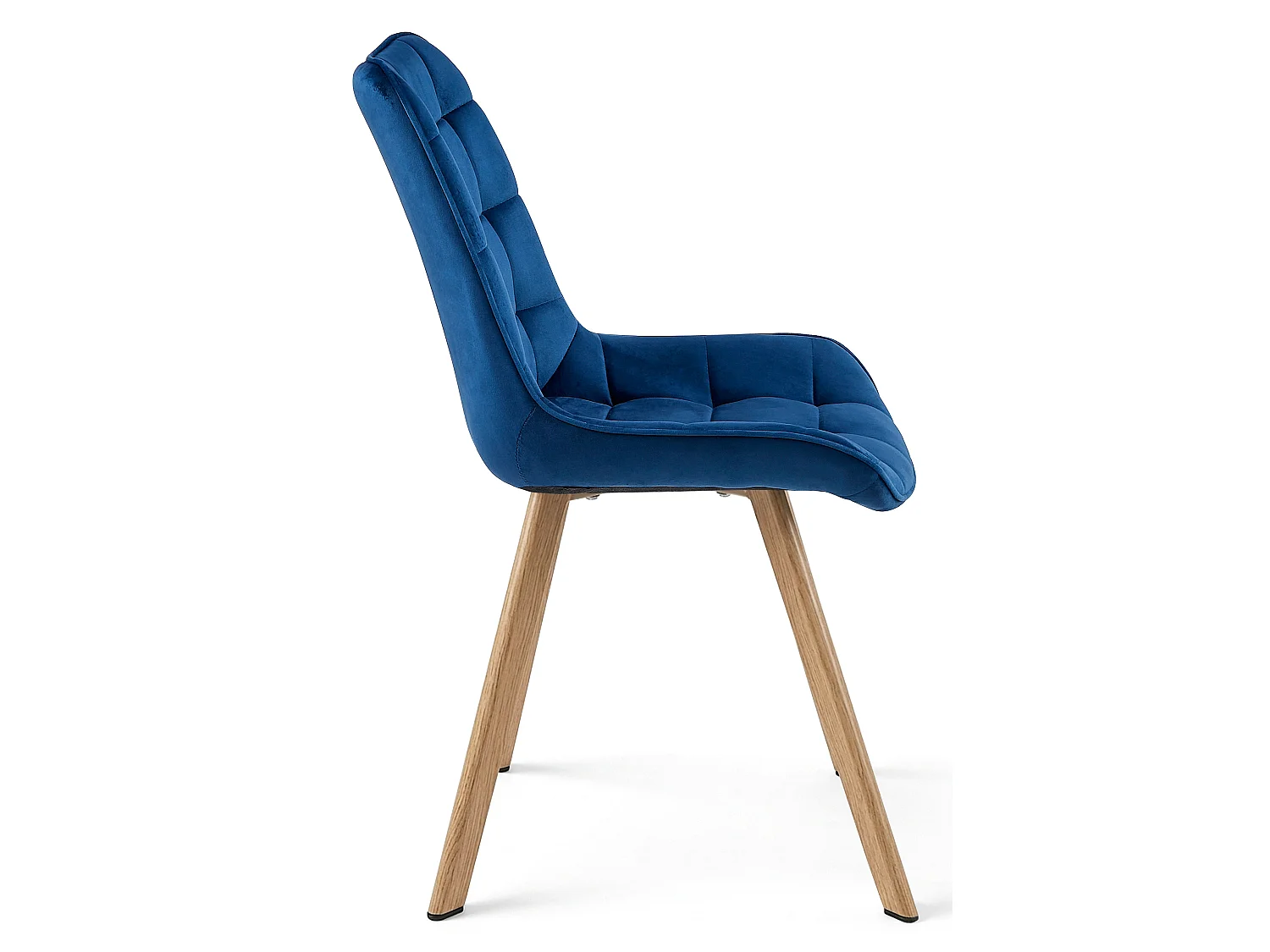 Chaise de salle à manger et cuisine SORIA en velours bleu marine, pieds chêne 86x53x59 cm
