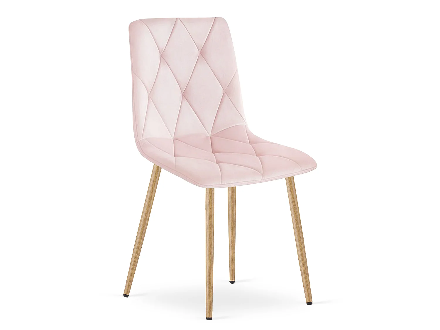 Chaise de salle à manger LIBRA en velours rose clair pieds effet bois x 2