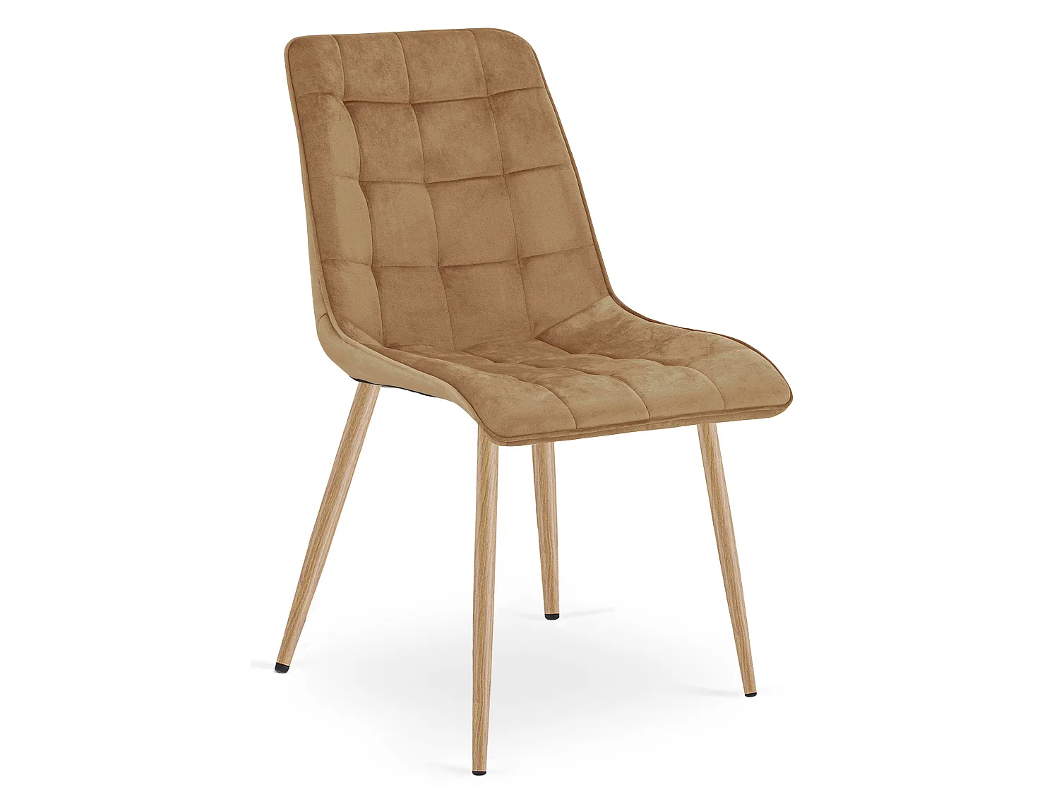 Eetkamerstoel SPLIT fluweel bruin eiken poten 88x49x60 cm