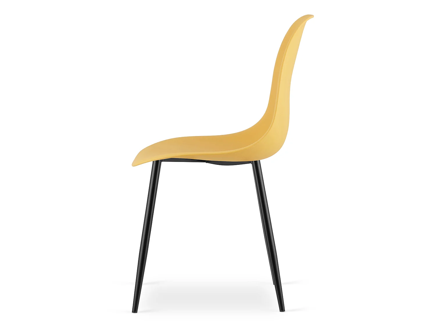 Chaise de salle à manger et cuisine WAT en polypropylène moutarde, pieds noirs 84x46x51 cm