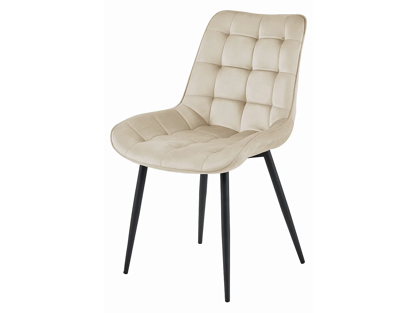 Eetkamerstoel BERA fluweel beige zwarte poten 88x54x60 cm