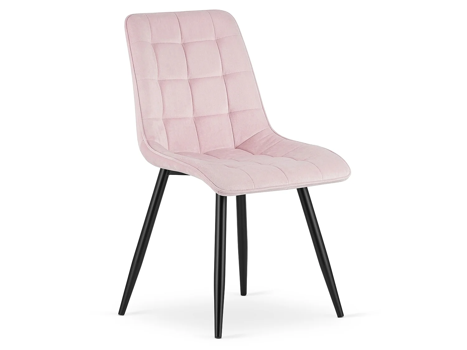 Chaise de salle à manger et cuisine SPLIT en velours rose clair, pieds noirs 2x