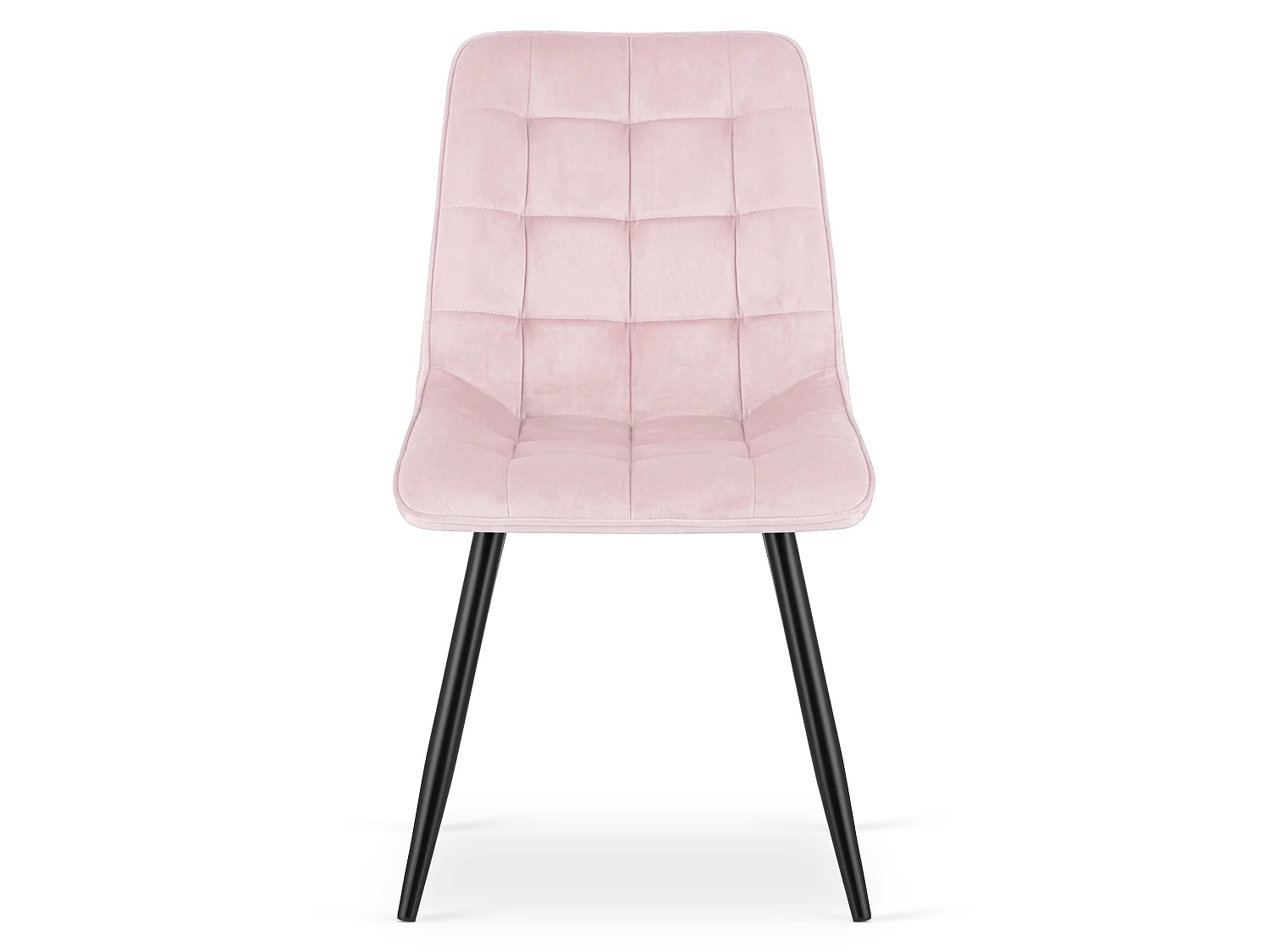 Chaise de salle à manger et cuisine SPLIT en velours rose clair, pieds noirs 2x