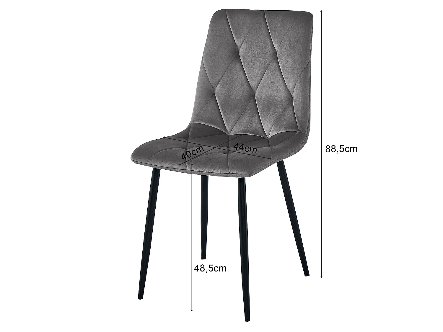 Eetkamerstoel LIBRA fluweel lichtroze metalen poten zwart 88,5x44x54,5 cm