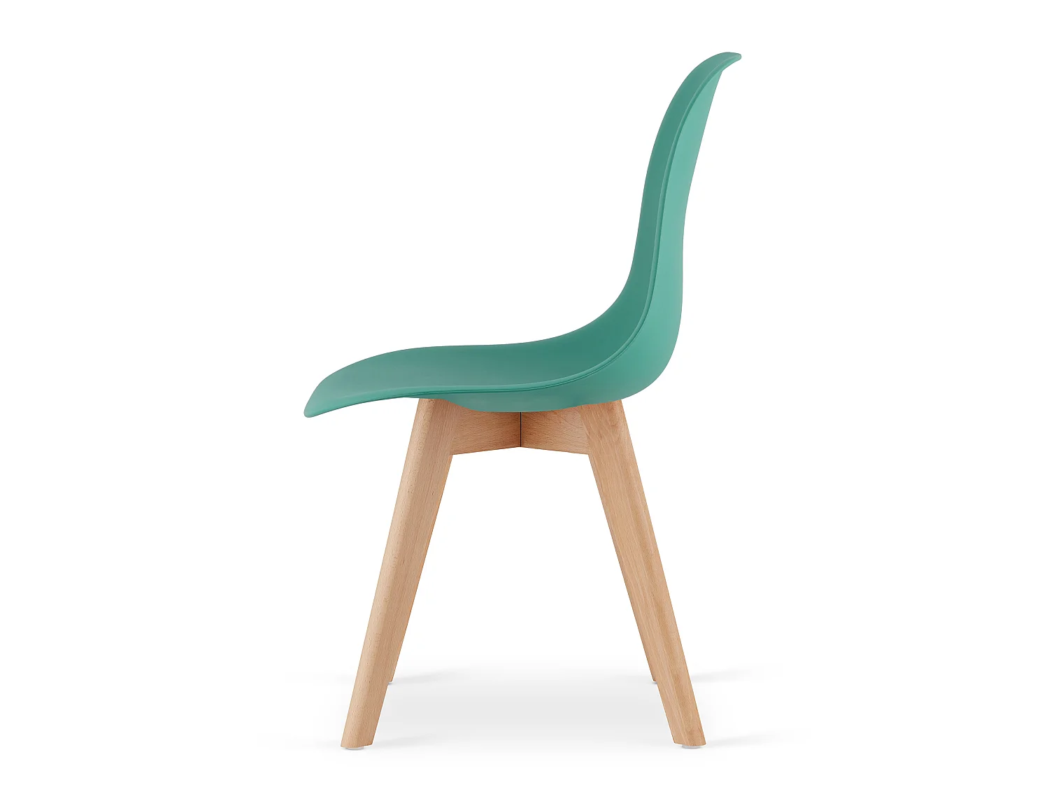 Chaise de salle à manger et cuisine KITO polypropylène vert pieds en hêtre naturel 80x46x54,5 cm