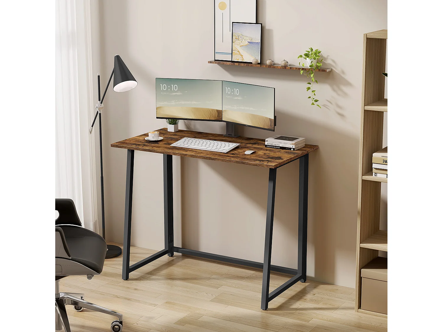 Bureau informatique MAX 1.0 - rustique / pieds noirs