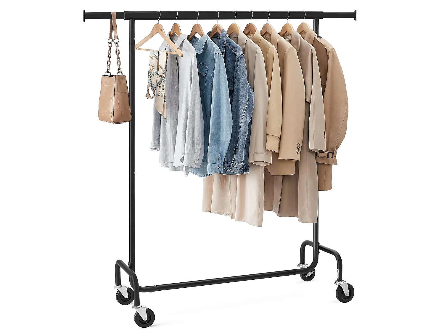 Kledingrek op wielen staal zwart 110-150x45x160 cm HSR011B01V1