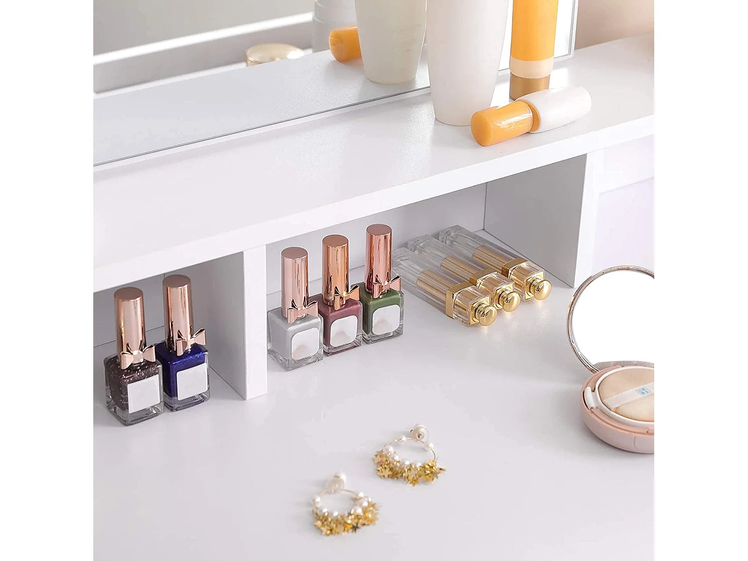 Kinder-Toilette mit Spiegel aus melaminierter Spanplatte und Glas weiß 80x40x140 cm