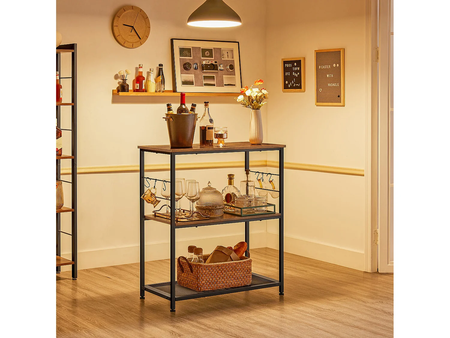 Étagère de cuisine rustique métal brun 80x40x90 cm