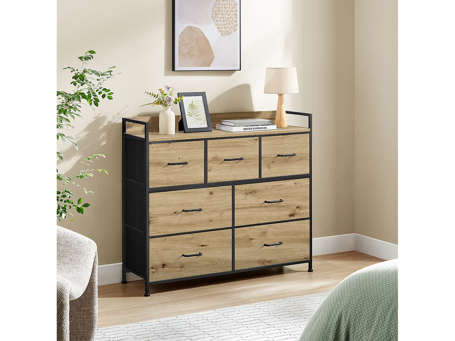 Commode industrielle en chêne artisan et noir 98x28,5x85 cm LTS137B88