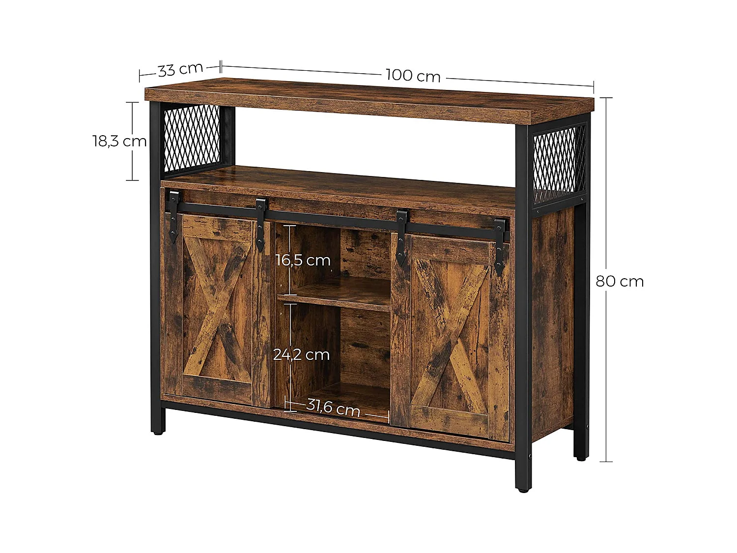 Buffet TV moderne en bois noir 120x80x40 cm LSC092B01