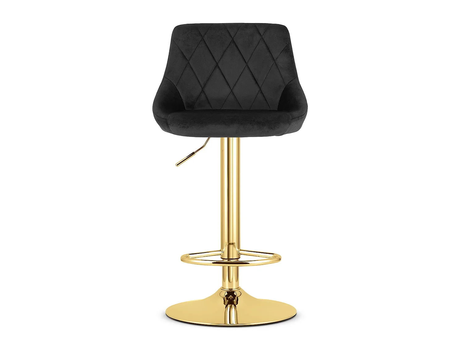 Barstoel met verstelbare hoogte fluweel zwart gouden basis 45,5x49 cm