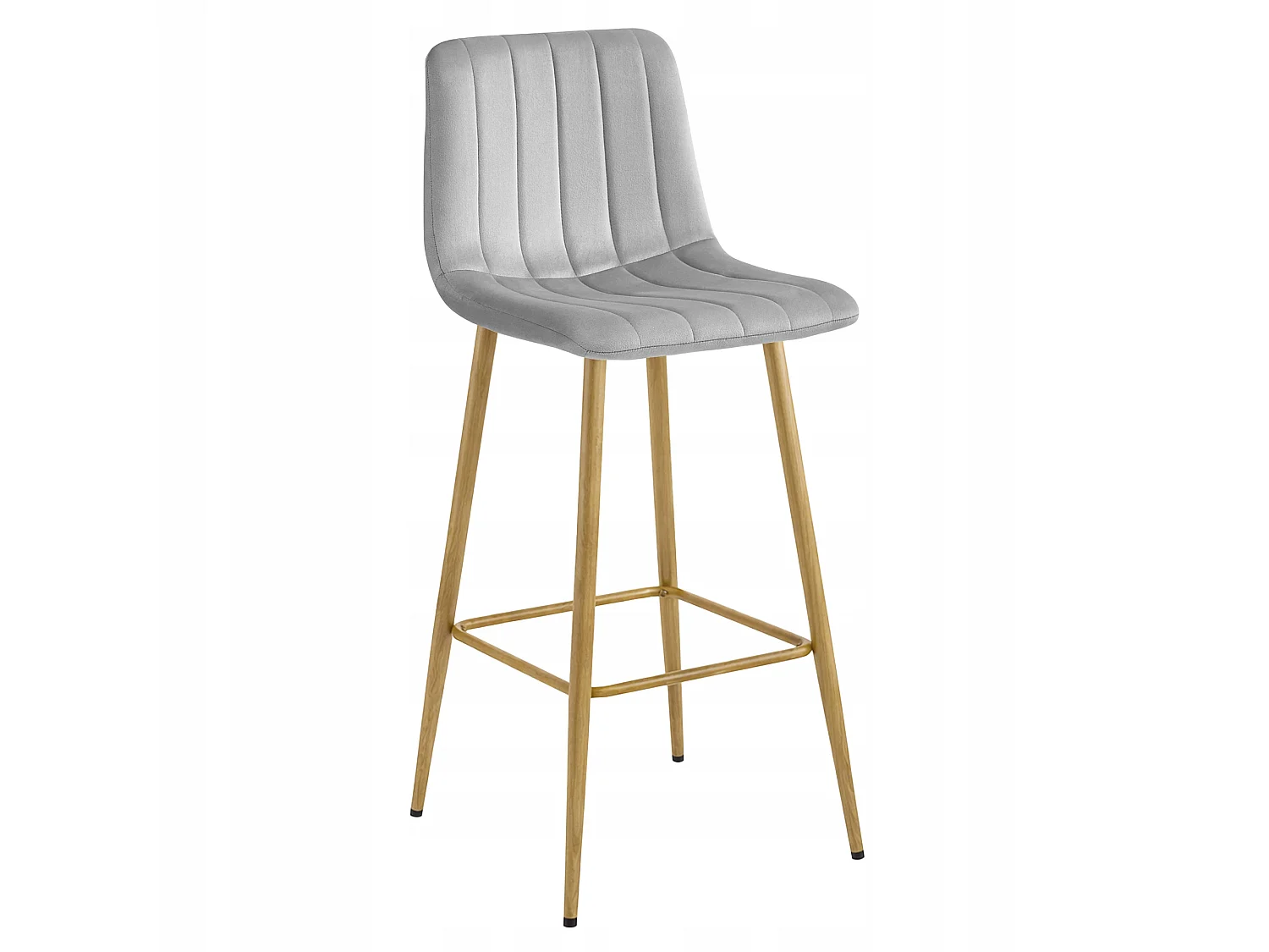 Barstoel POZZA met rugleuning, fluweel, lichtgrijs, 102x43x49 cm