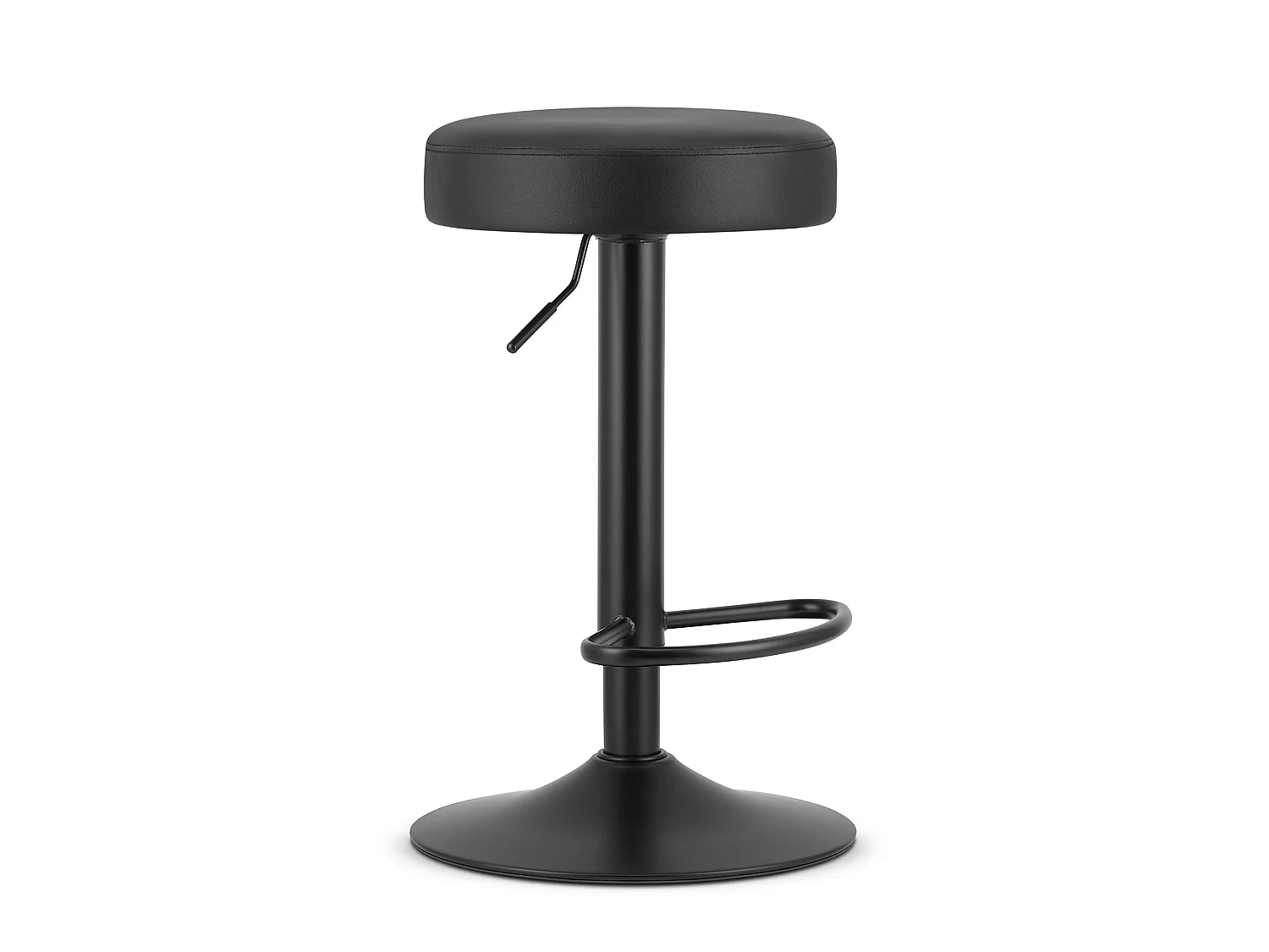 Tabouret de bar pivotant ROJST en similicuir noir, base noire x 2