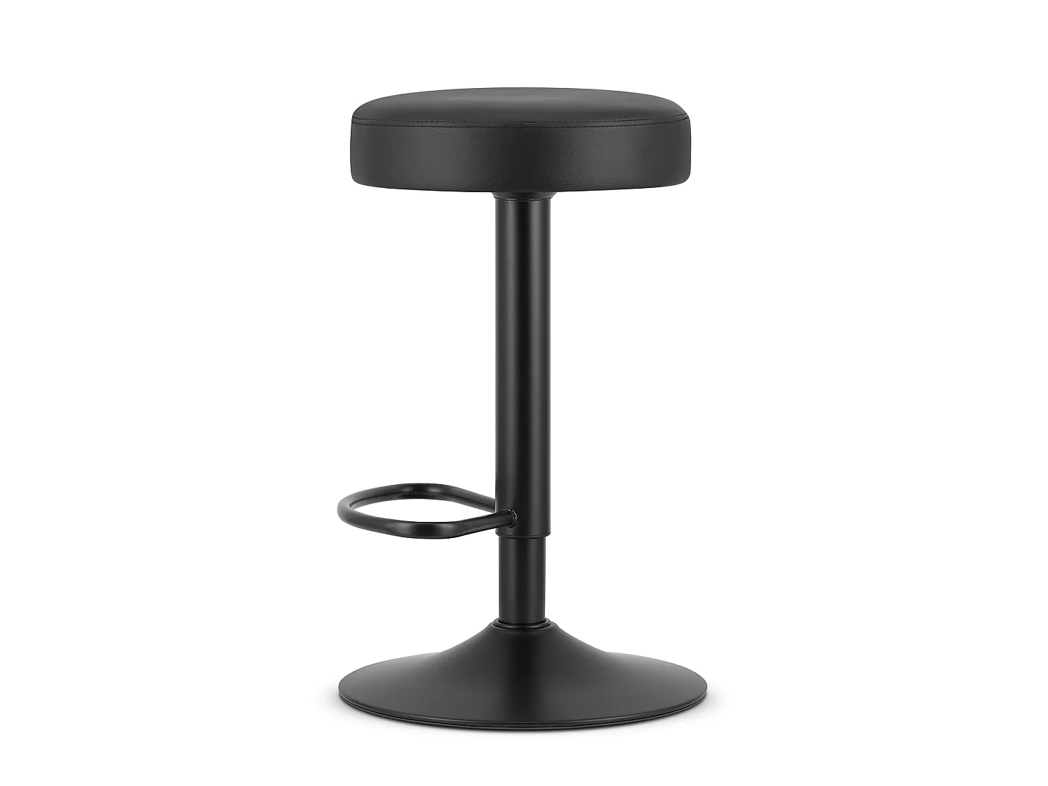 Tabouret de bar pivotant ROJST en similicuir noir, base noire x 2