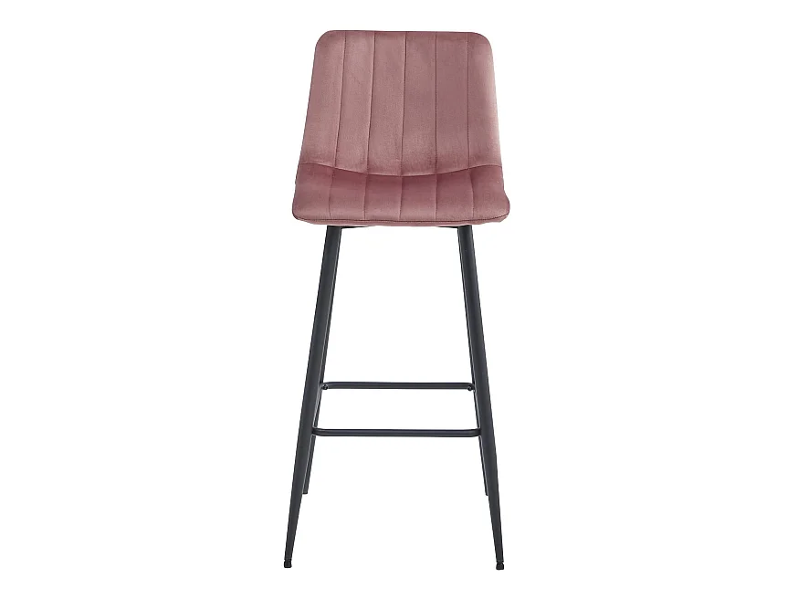 Tabouret POZZA - velours rose foncé / pieds noirs x 1