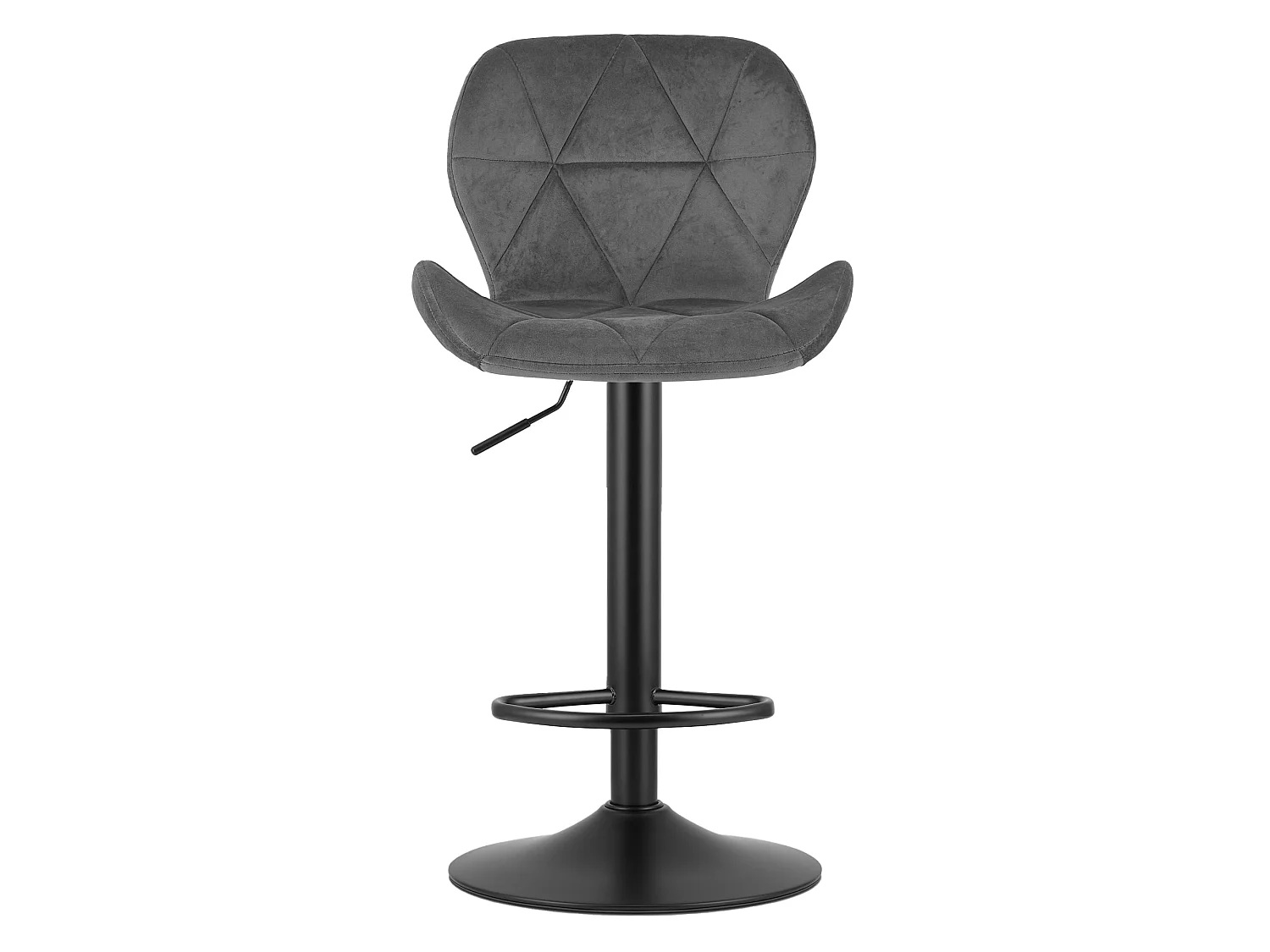 Barstoel verstelbaar fluweel grijs zwart 90-111 cm
