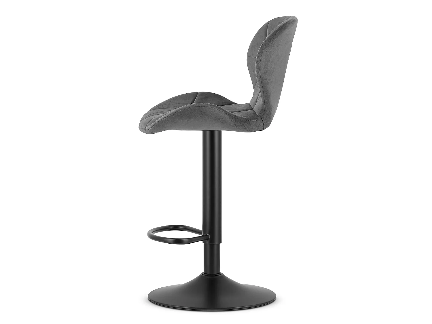 Barstoel verstelbaar fluweel grijs zwart 90-111 cm