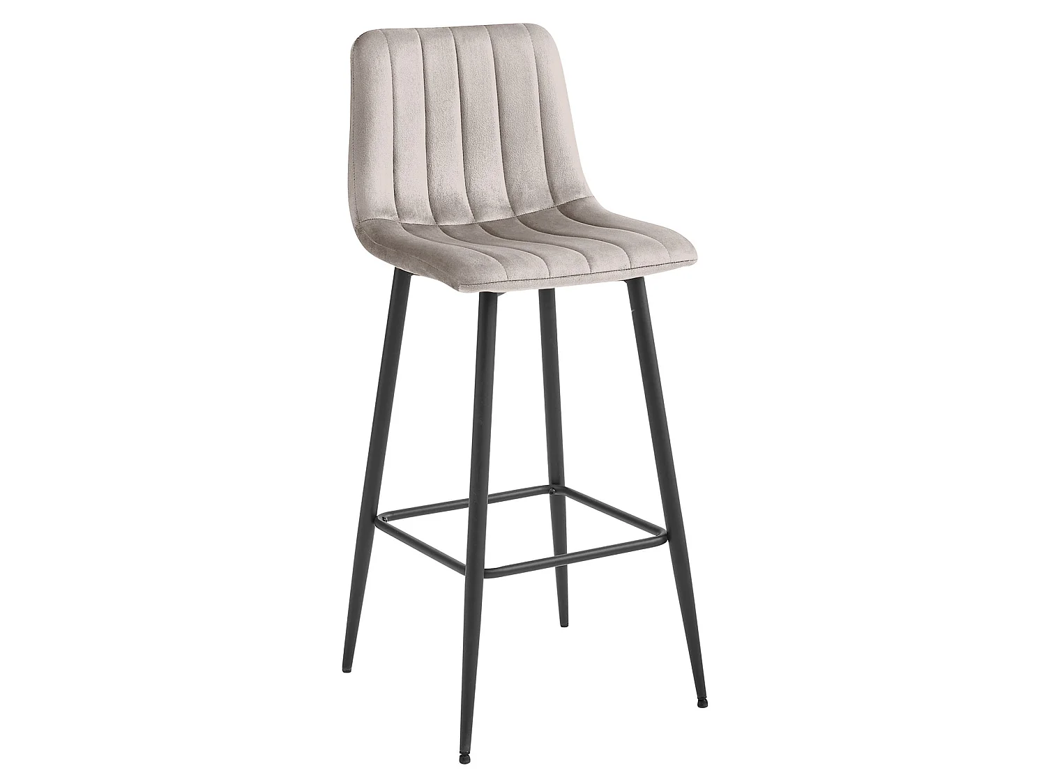 Barstoel POZZA ergonomisch fluweel donkerbeige zwarte poten 104x43x49 cm