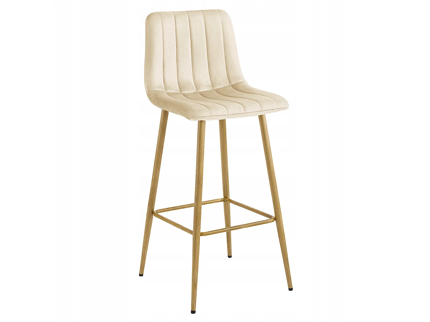 Barhocker POZZA mit Rückenlehne Samt beige hell Eiche 3er-Set 102x43x49 cm