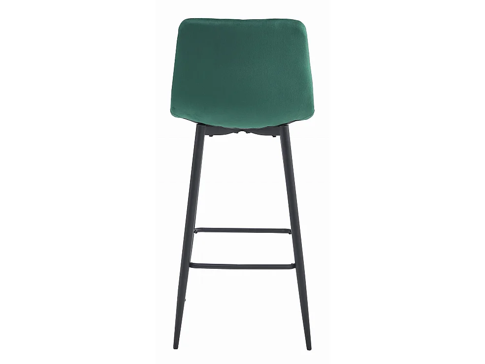 Tabouret de bar POZZA élégant en velours vert foncé pieds noirs 104 cm