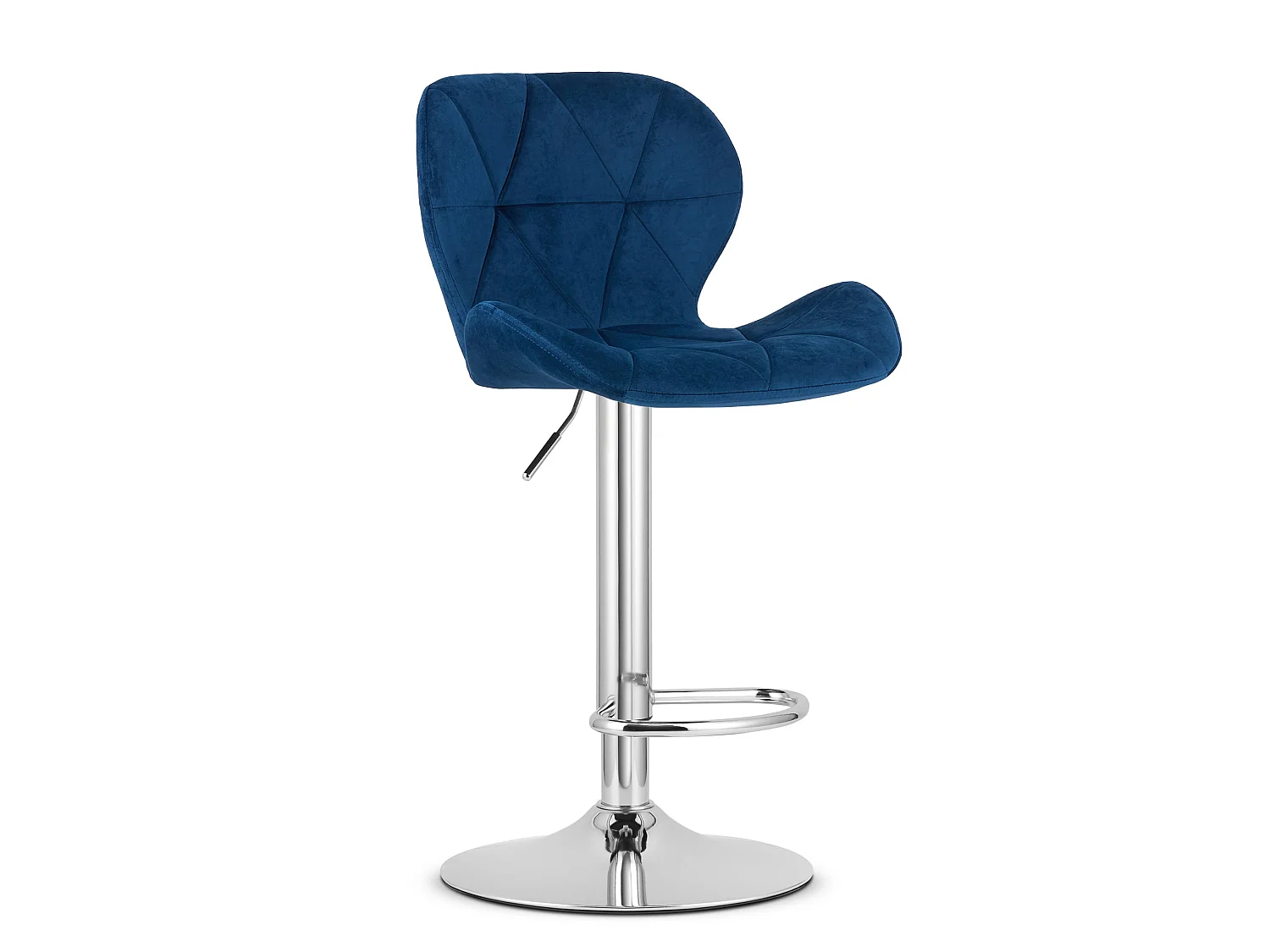 Tabouret de bar réglable en velours bleu marine base chromée x 2 110 kg