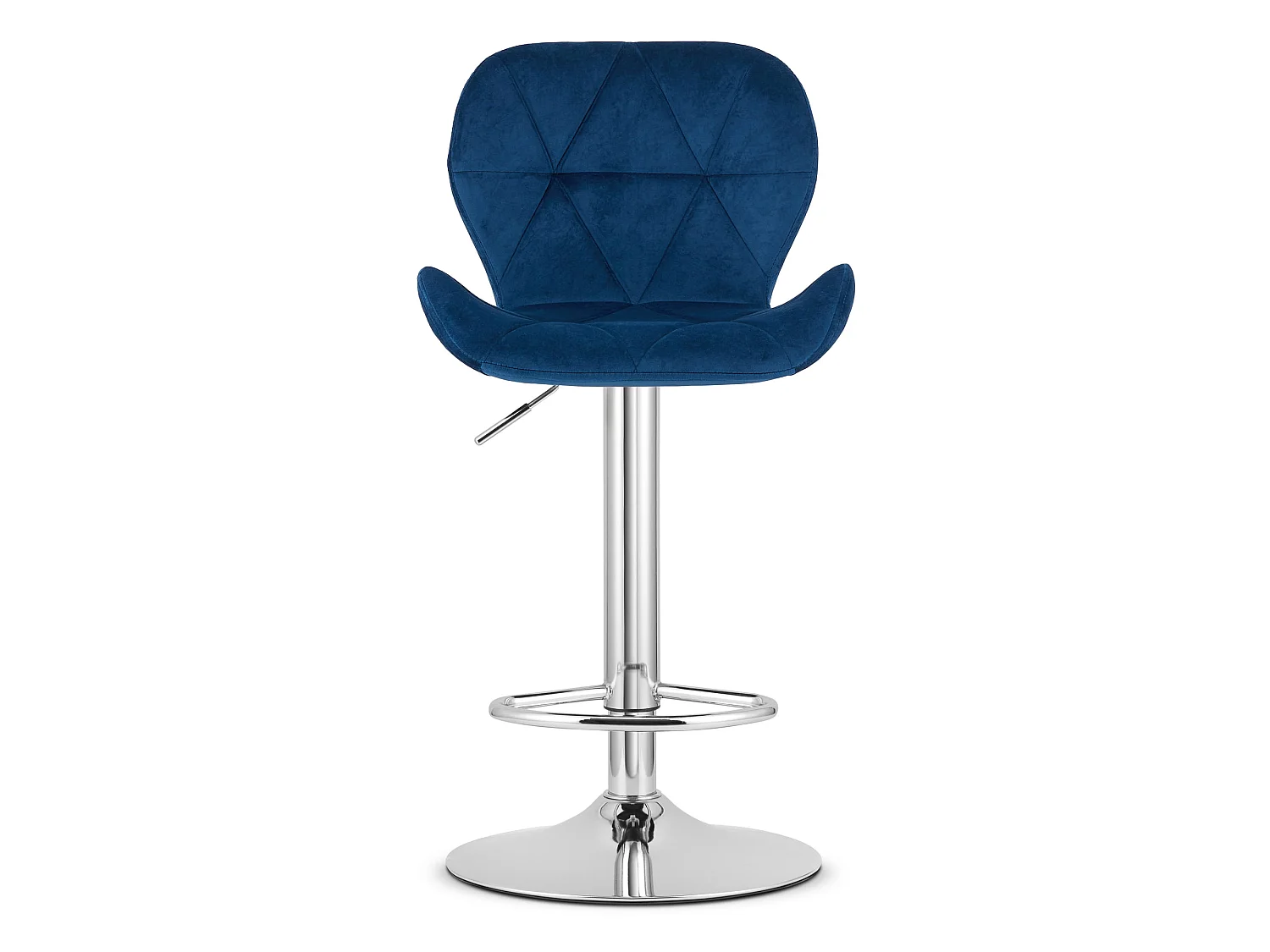 Tabouret de bar réglable en velours bleu marine base chromée x 2 110 kg