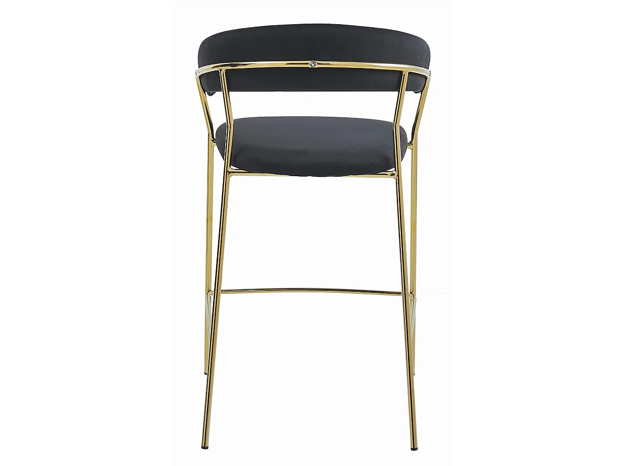 Tabouret BADIA - velours noir / pieds dorés x 1