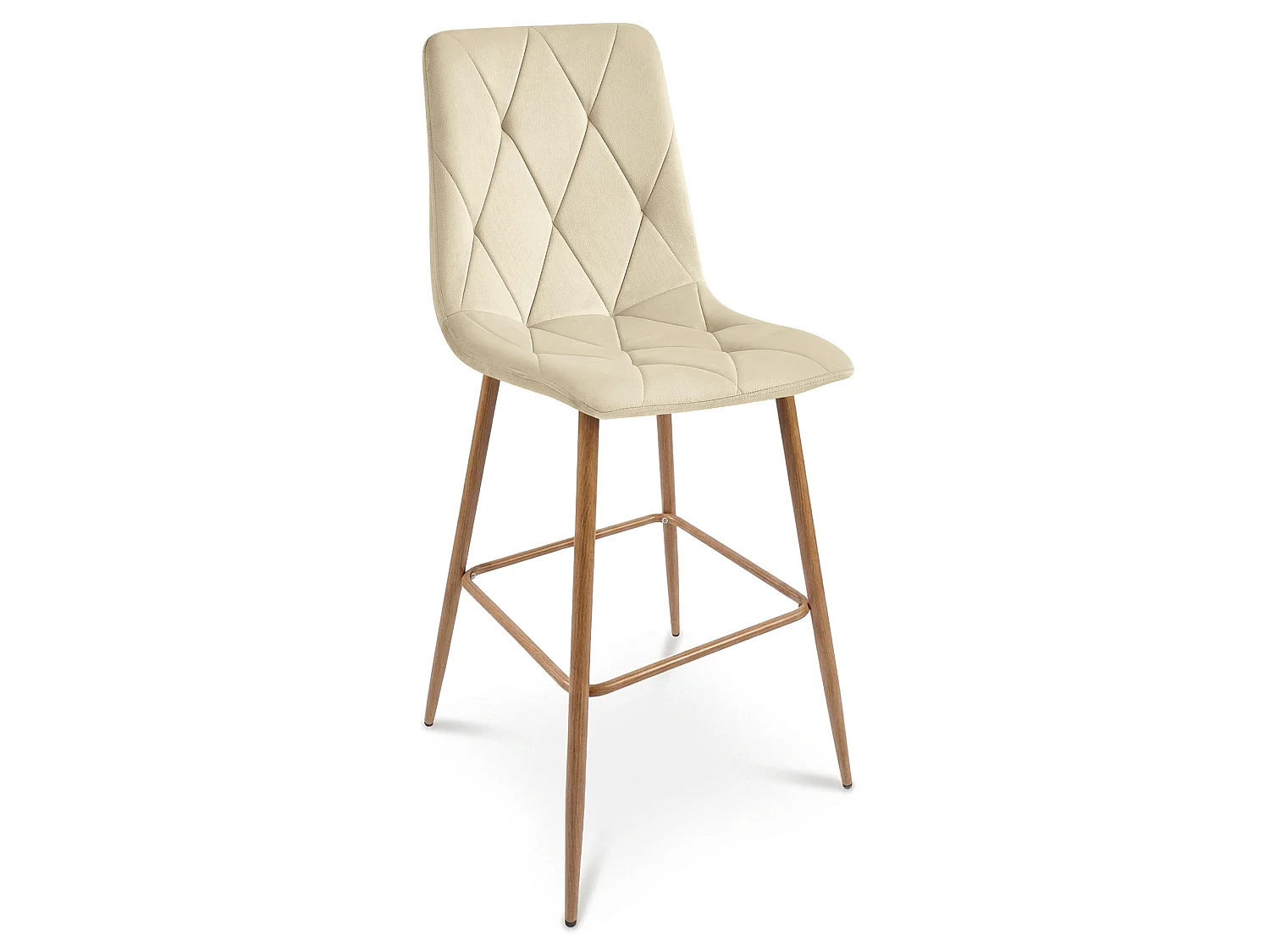 Tabouret de bar LIBRA élégant velours beige clair pieds chêne 112x52x56 cm