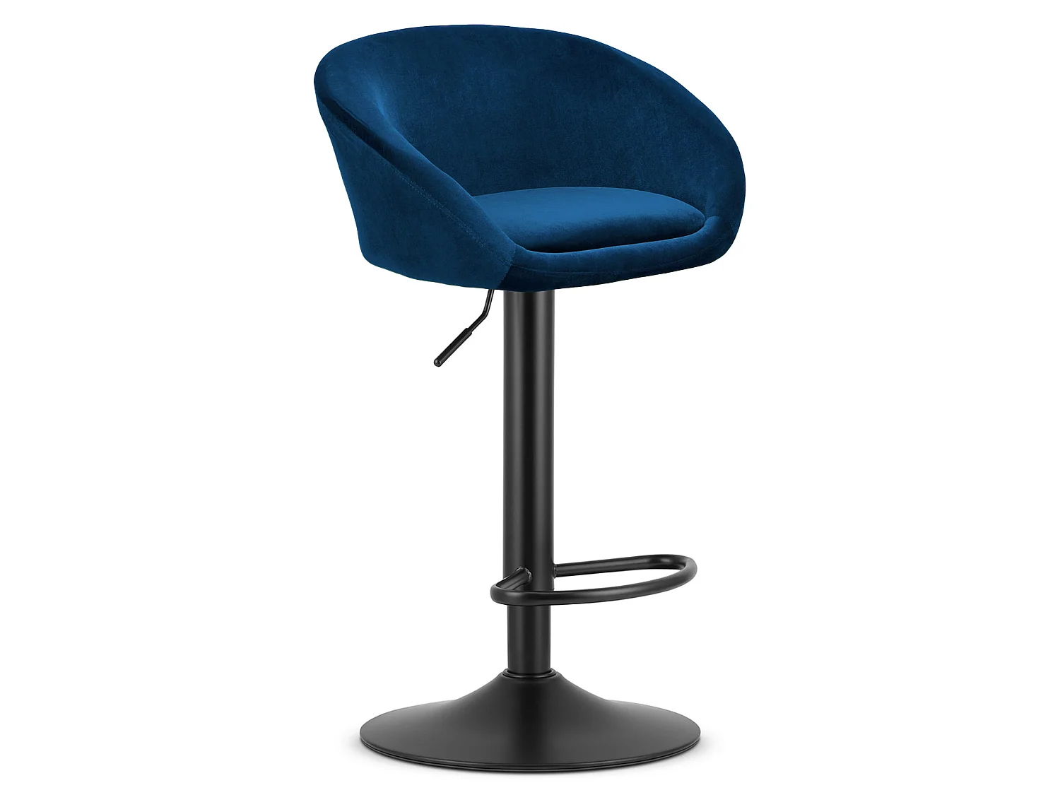 Tabouret de bar EAST en velours bleu marine base noire x 2 110 kg 103 cm