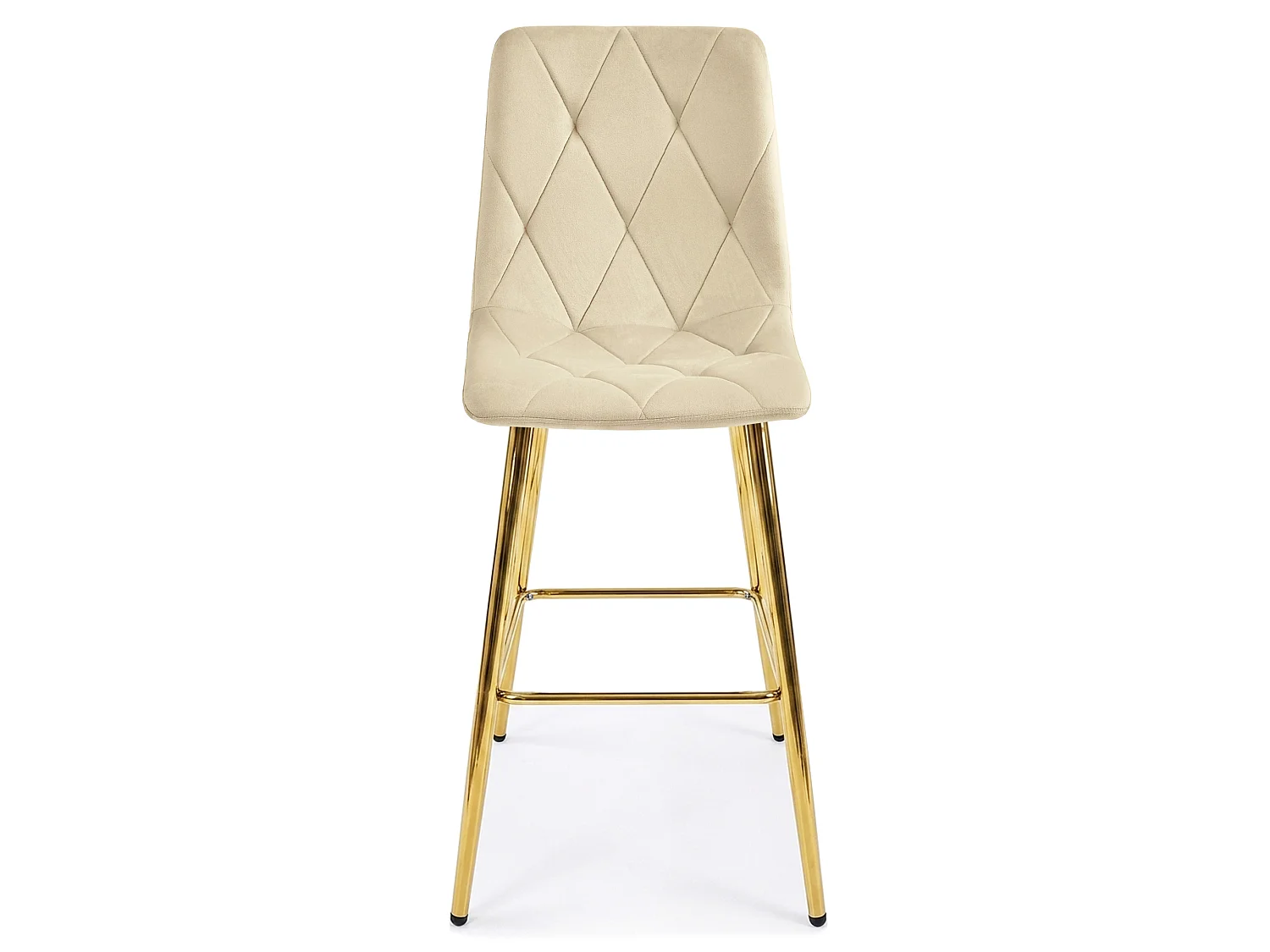 Tabouret de bar LIBRA en velours beige clair pieds dorés 112 cm