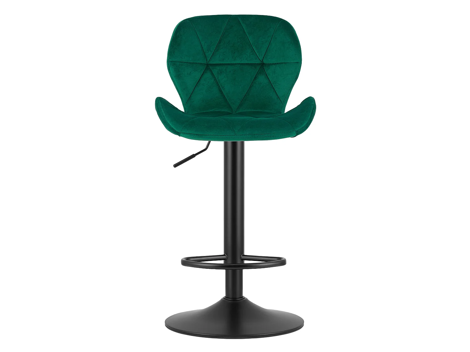 Tabouret de bar WEST en velours vert base noire 46x48,5x111 cm